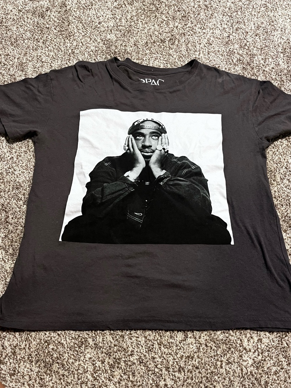 2Pac Tupac Shakur Graphic Tee Charcoal Gray Size Medium Rap Hip Hop Shirt